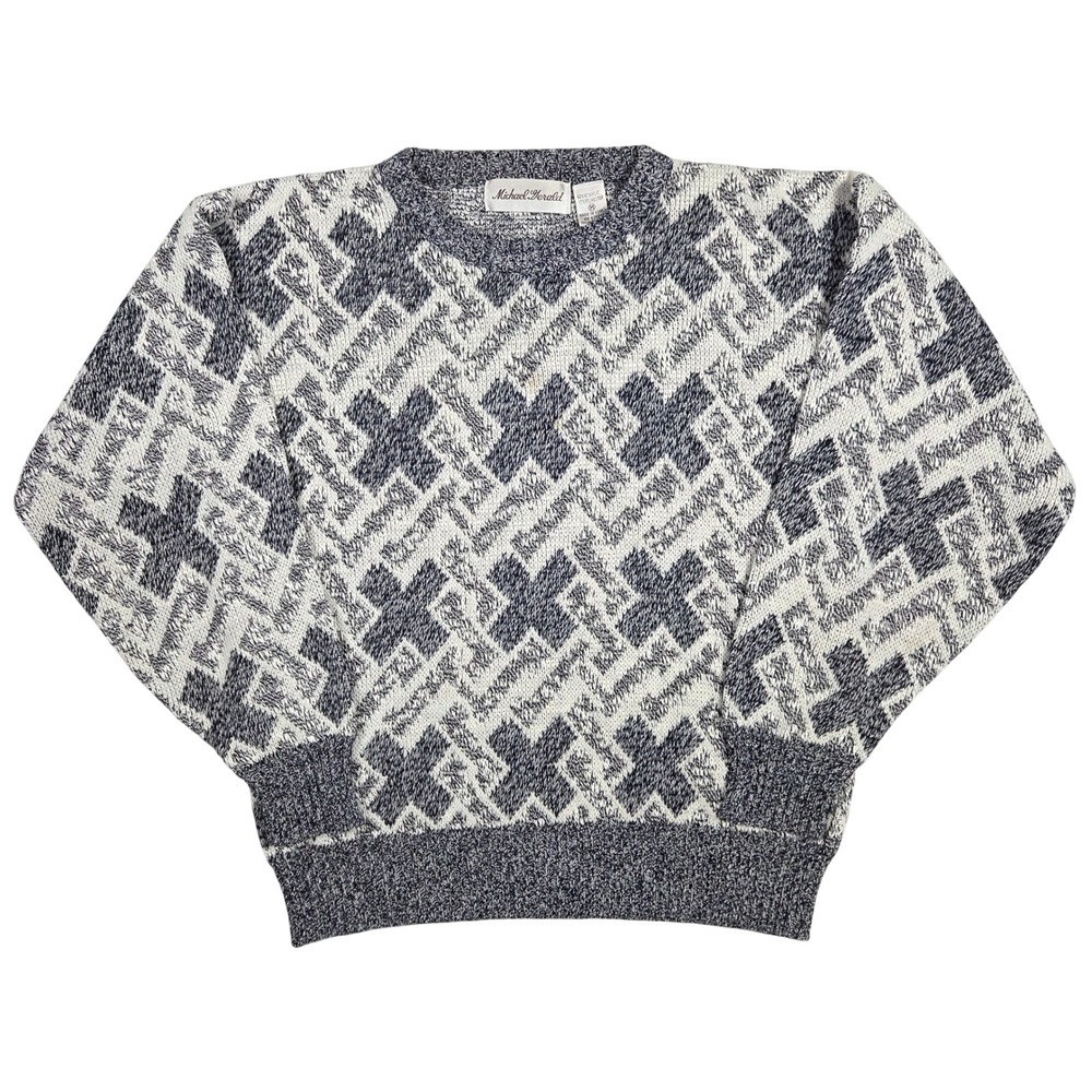 Michael‎ Gerald Vintage Grandpa Sweater Mens Geometric Jacquard Retro Crewneck M